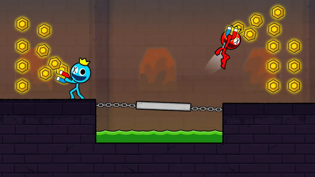 Red and Blue Stickman 2024 (Мод: Открыты все уровни и скины) — скачать на Андроид — скриншот 3 Red and Blue Stickman 2024 (Мод: Открыты все уровни и скины) — скачать на Андроид — скриншот 3