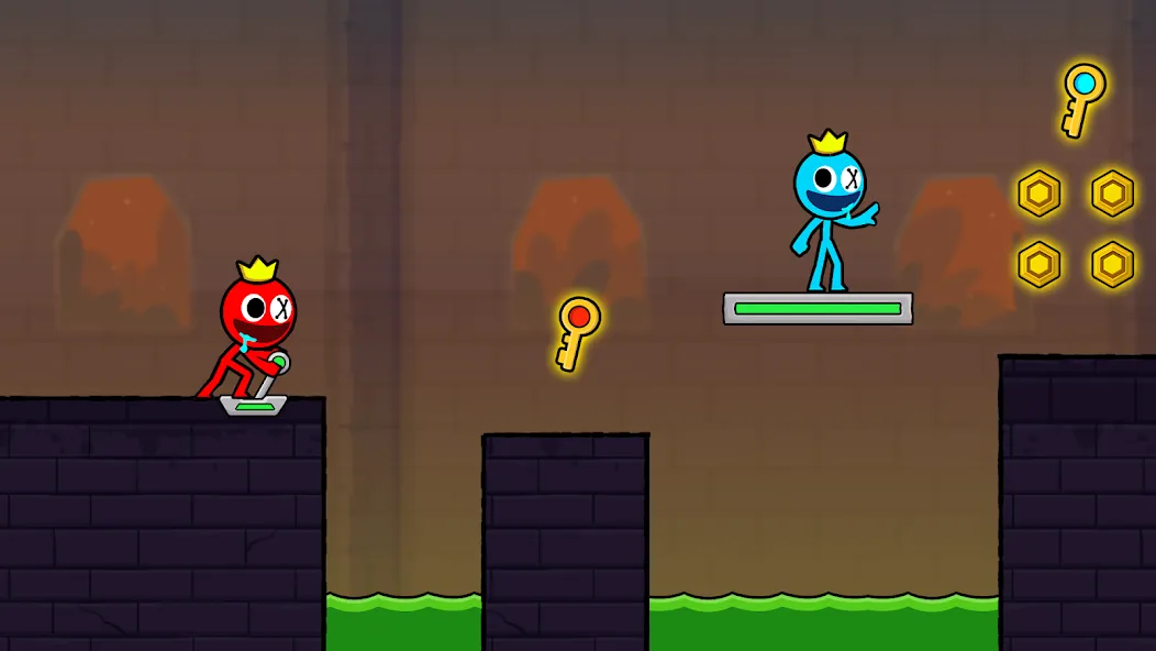 Red and Blue Stickman 2024 (Мод: Открыты все уровни и скины) — скачать на Андроид — скриншот 5 Red and Blue Stickman 2024 (Мод: Открыты все уровни и скины) — скачать на Андроид — скриншот 5