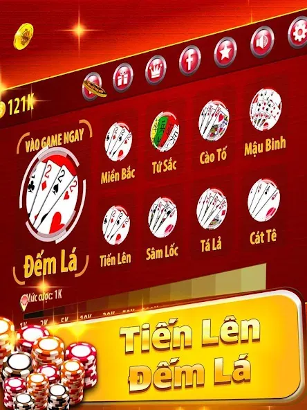 Tiến Lên Đếm Lá - Tien Len — скачать мод: Безлимитные монеты и подсказки — скриншот 1