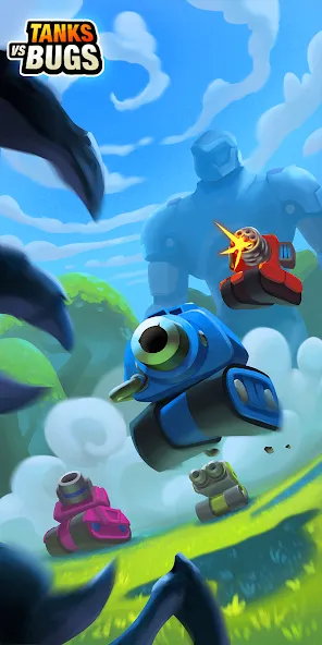 Скачать Tanks vs Bugs мод — Безлимитные деньги и мощные танки — скриншот 1