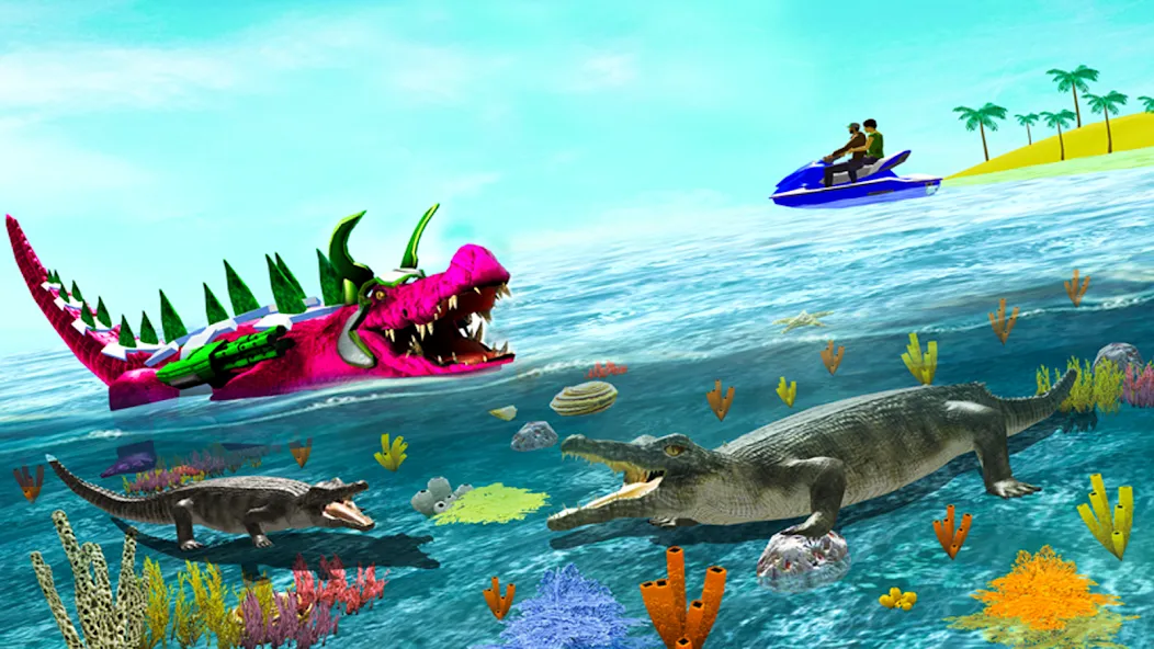 Скачать Robot Game Transform Crocodile Mod APK — Безлимитные деньги и оружие — скриншот 2