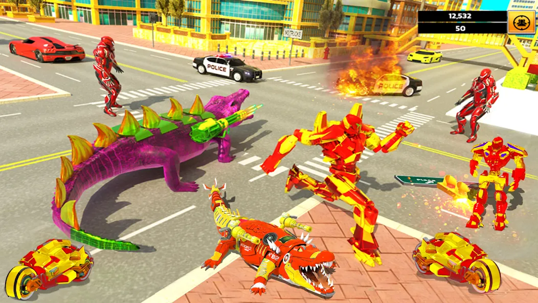 Скачать Robot Game Transform Crocodile Mod APK — Безлимитные деньги и оружие — скриншот 5