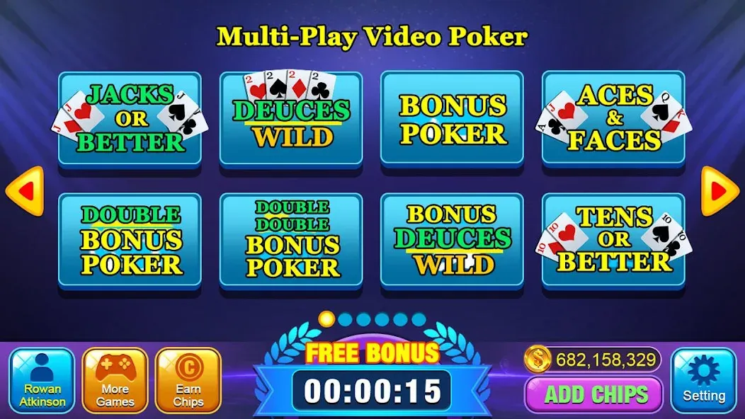 Video Poker Games - Multi Hand — скачать мод: Много фишек и все руки открыты — скриншот 1