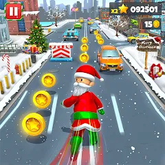 Скачать взлом Xmas Santa Surfer Running Game — Безлимитные монеты и подарки