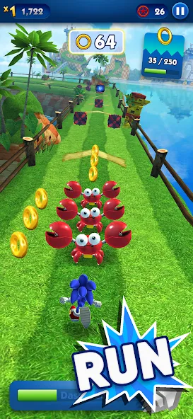 Sonic Dash - Endless Running на телефон — скачать мод: Безлимитные монеты и разблокированные персонажи — скриншот 1