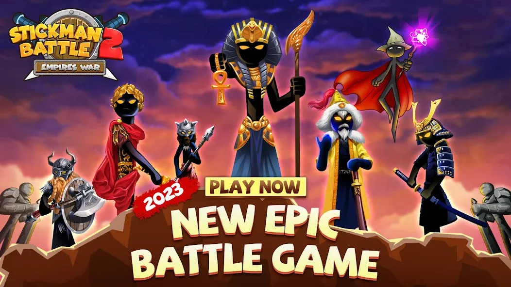 Stickman Battle 2: Empires War на телефон — скачать мод: Безлимитные деньги и алмазы — скриншот 1