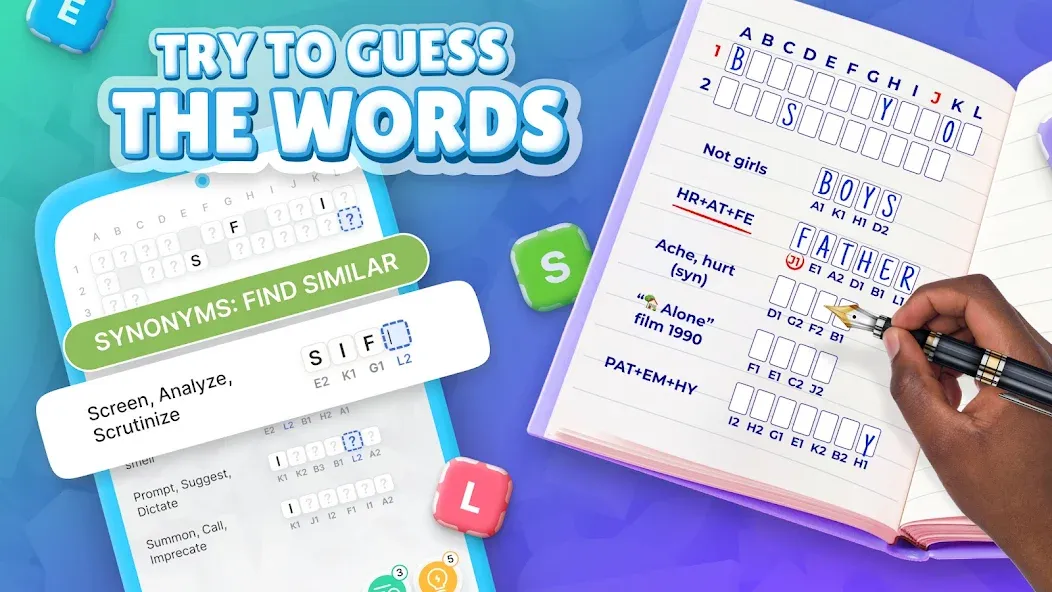 Acrostics－Cross Word Puzzles — скачать мод: Безлимитные подсказки и монеты — скриншот 1