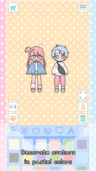 Pastel Friends : Dress Up Game (Мод: Разблокированы все наряды и аксессуары) — скачать на Андроид — скриншот 2 Pastel Friends : Dress Up Game (Мод: Разблокированы все наряды и аксессуары) — скачать на Андроид — скриншот 2