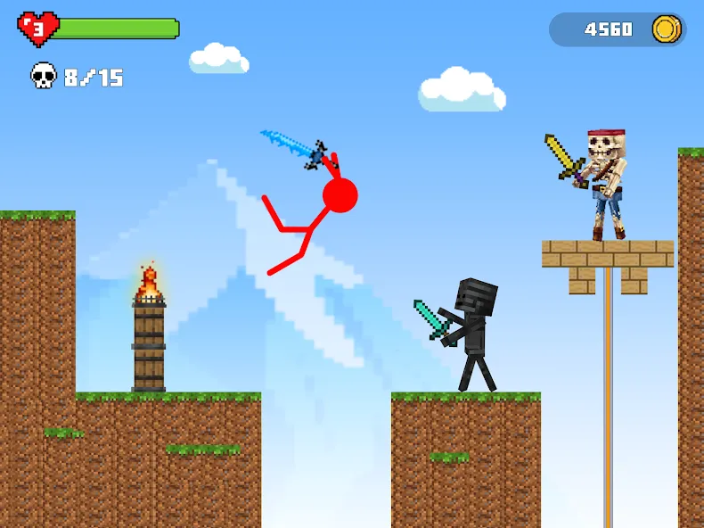 Stick-man Battle - Craft World взлом на Андроид — Безлимитные ресурсы и усиленное оружие — скриншот 2 Stick-man Battle - Craft World взлом на Андроид — Безлимитные ресурсы и усиленное оружие — скриншот 2