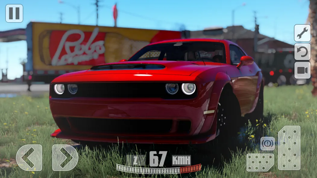 Simulator Dodge Demon Parking взлом APK — Безлимитные деньги и все машины открыты — скриншот 1
