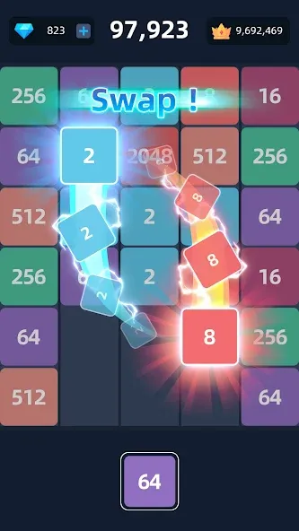 Мод 2048™ Merge Block Puzzle — Без рекламы и отмена ходов, скачать APK — скриншот 2 Мод 2048™ Merge Block Puzzle — Без рекламы и отмена ходов, скачать APK — скриншот 2