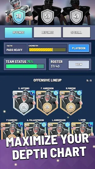 Скачать мод Blitz Football Franchise 2024 — Безлимитные деньги и энергия — скриншот 4 Скачать мод Blitz Football Franchise 2024 — Безлимитные деньги и энергия — скриншот 4