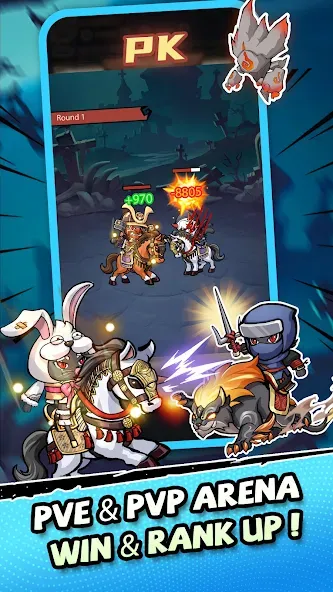 Скачать мод Ninja Cat - Idle Arena — Безлимитные деньги и энергия — скриншот 5