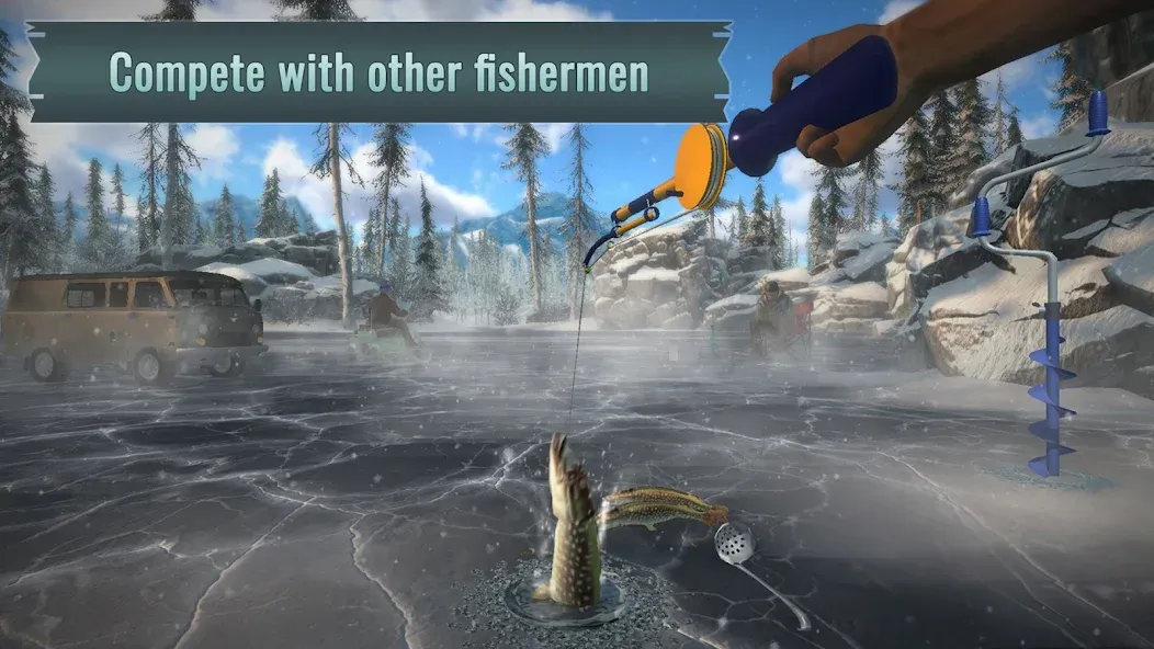 Мод Ice fishing game. Catch bass. — Больше улова и быстрый прогресс, скачать APK — скриншот 2 Мод Ice fishing game. Catch bass. — Больше улова и быстрый прогресс, скачать APK — скриншот 2