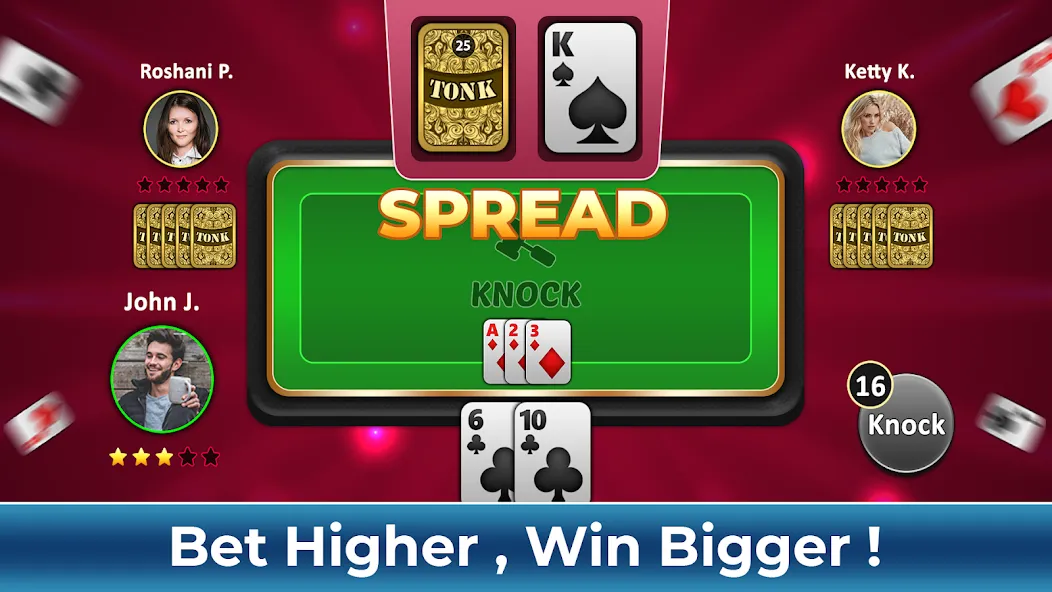 Скачать Tonk Rummy Card Game последней версии — Безлимитные монеты и все уровни открыты — скриншот 2