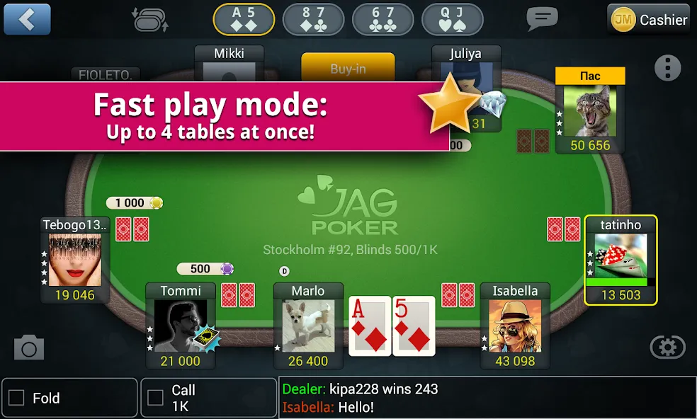 Jag Poker HD (Мод: Безлимитные фишки и открыты все столы) — скачать на Андроид — скриншот 2 Jag Poker HD (Мод: Безлимитные фишки и открыты все столы) — скачать на Андроид — скриншот 2