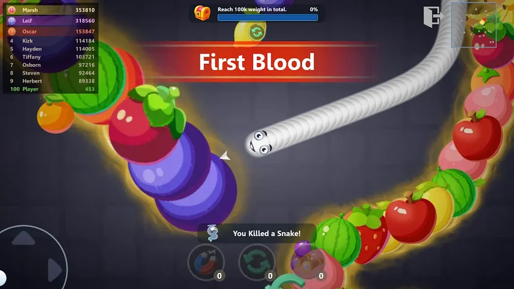 Snake War™ Hungry Worm.io Game бесплатно на Андроид — мод: Без рекламы и много еды — скриншот 2