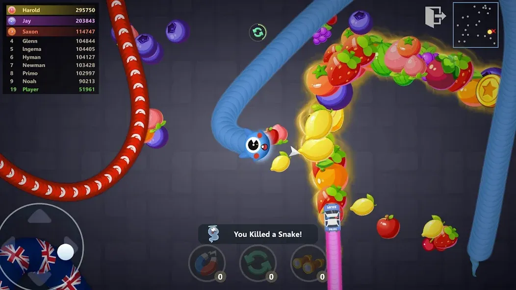 Snake War™ Hungry Worm.io Game бесплатно на Андроид — мод: Без рекламы и много еды — скриншот 3