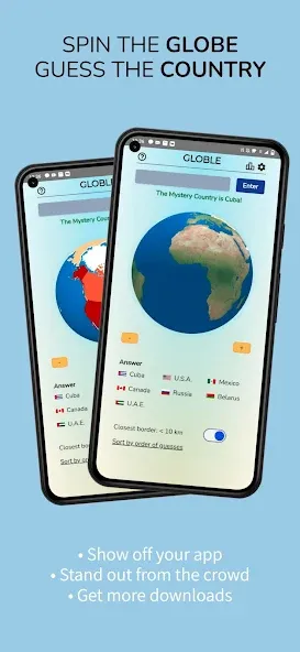 Скачать Globle - Country Guess Game бесплатно — Безлимитные подсказки и все страны открыты — скриншот 1