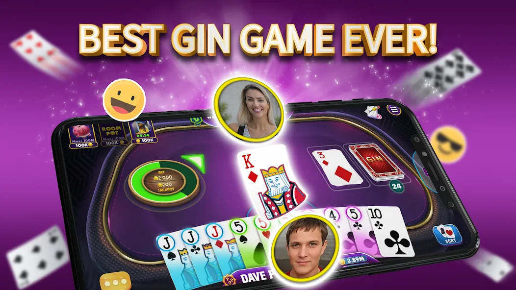 Gin Rummy Elite: Online Game — скачать мод: Безлимитные фишки и быстрая игра — скриншот 1