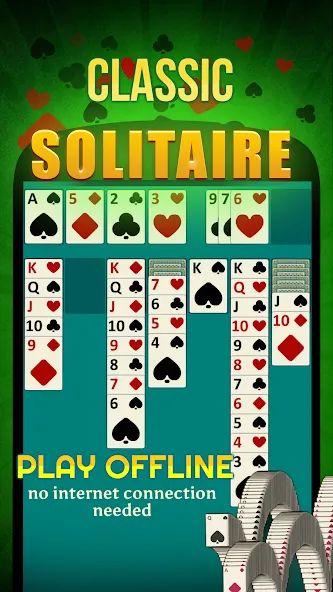 Solitaire - Offline Card Games — скачать мод: Без рекламы и все карты открыты — скриншот 1