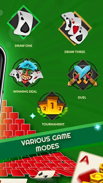 Solitaire - Offline Card Games — скачать мод: Без рекламы и все карты открыты — скриншот 5