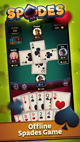 Spades - Offline Card Games — Без рекламы и все режимы открыты, скачать мод APK — скриншот 1