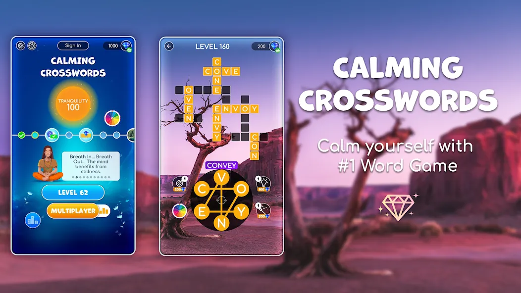 Calming Crosswords Word Puzzle на телефон — скачать мод: Без рекламы и подсказки бесплатно — скриншот 1