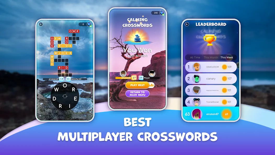Calming Crosswords Word Puzzle на телефон — скачать мод: Без рекламы и подсказки бесплатно — скриншот 3