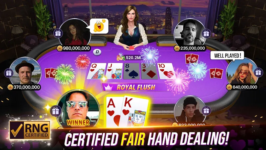 Poker Fever - Win your Fame бесплатно на Андроид — мод: Бесконечные фишки и удача — скриншот 1 Poker Fever - Win your Fame бесплатно на Андроид — мод: Бесконечные фишки и удача — скриншот 1