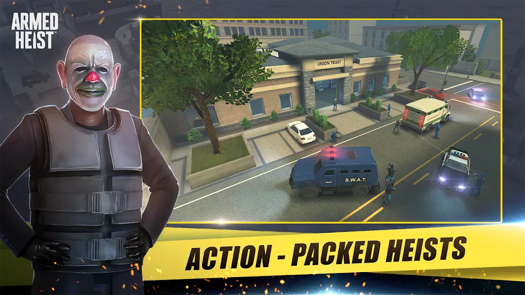 Armed Heist: Shooting gun game MOD APK: Безлимитные деньги и оружие — скриншот 1