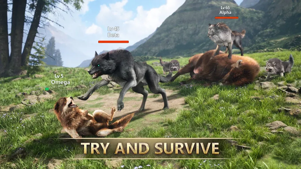 Wolf Game: Wild Animal Wars MOD APK: Безлимитные ресурсы и мощные волки — скриншот 1