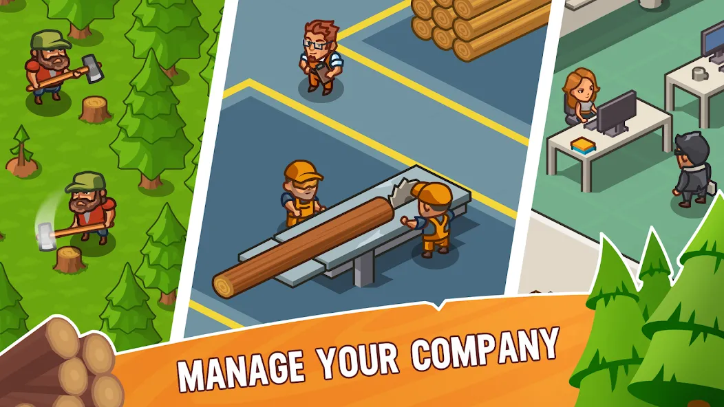 Скачать Lumber Inc Tycoon бесплатно — Безлимитные деньги и ресурсы — скриншот 2