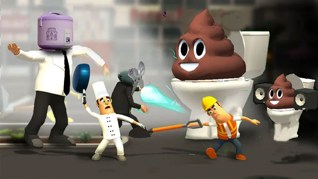War Job: Toilet Battle — взломанная версия, Безлимитные деньги и усиленное оружие — скриншот 1