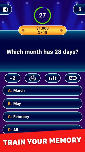 Скачать Millionaire 2024: Trivia Game бесплатно — Безлимитные подсказки и жизни — скриншот 3 Скачать Millionaire 2024: Trivia Game бесплатно — Безлимитные подсказки и жизни — скриншот 3