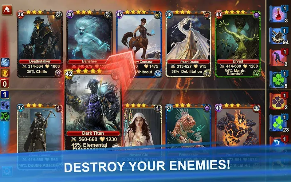 Blood of Titans: Card Battle мод на Андроид: Безлимитные ресурсы и усиленные карты — скриншот 1 Blood of Titans: Card Battle мод на Андроид: Безлимитные ресурсы и усиленные карты — скриншот 1