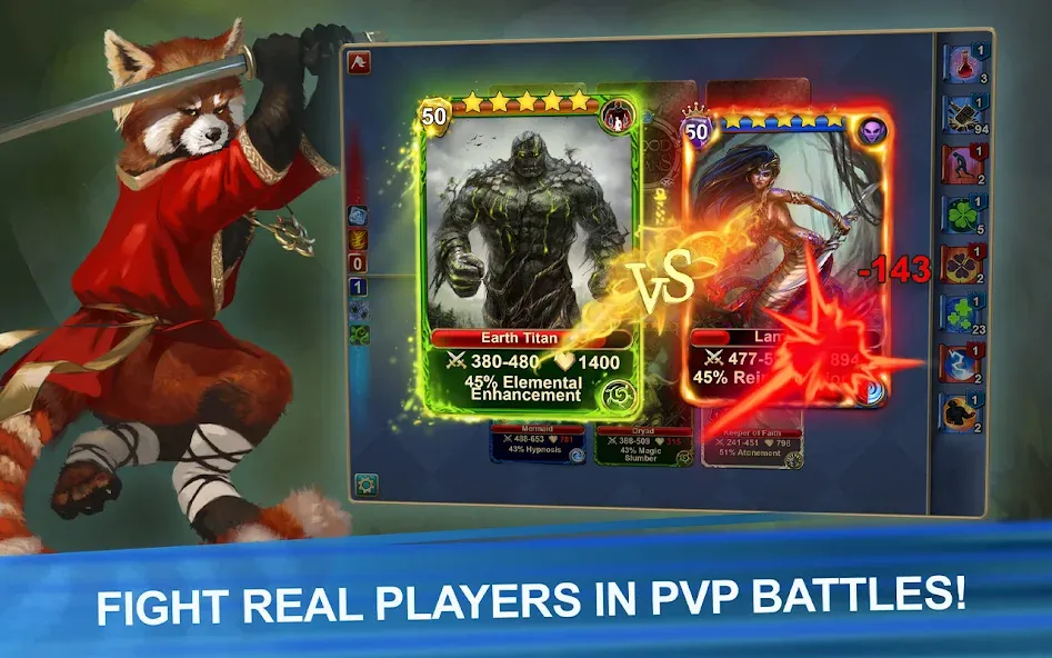 Blood of Titans: Card Battle мод на Андроид: Безлимитные ресурсы и усиленные карты — скриншот 4 Blood of Titans: Card Battle мод на Андроид: Безлимитные ресурсы и усиленные карты — скриншот 4
