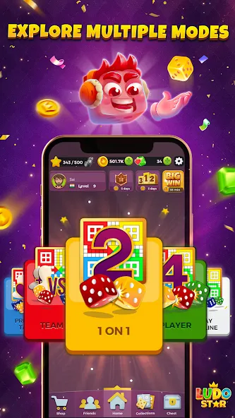 Ludo STAR: Online Dice Game на телефон — скачать мод: Безлимитные монеты и автоход — скриншот 5 Ludo STAR: Online Dice Game на телефон — скачать мод: Безлимитные монеты и автоход — скриншот 5