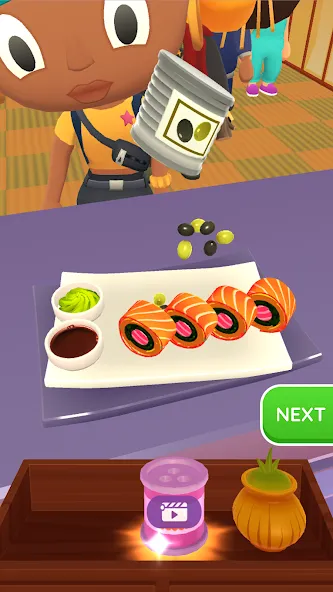 Sushi Roll 3D - Cooking ASMR бесплатно на Андроид — мод: Безлимитные деньги и все рецепты — скриншот 3