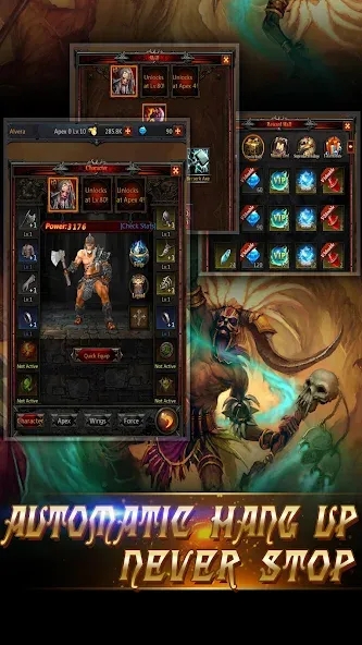 Dark God of War：Idle AFK RPG (Мод: Безлимитные ресурсы и алмазы) — скачать на Андроид — скриншот 4