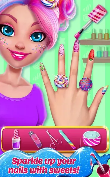 Candy Makeup Beauty Game на телефон — скачать мод: Безлимитные деньги и макияж открыт — скриншот 3 Candy Makeup Beauty Game на телефон — скачать мод: Безлимитные деньги и макияж открыт — скриншот 3