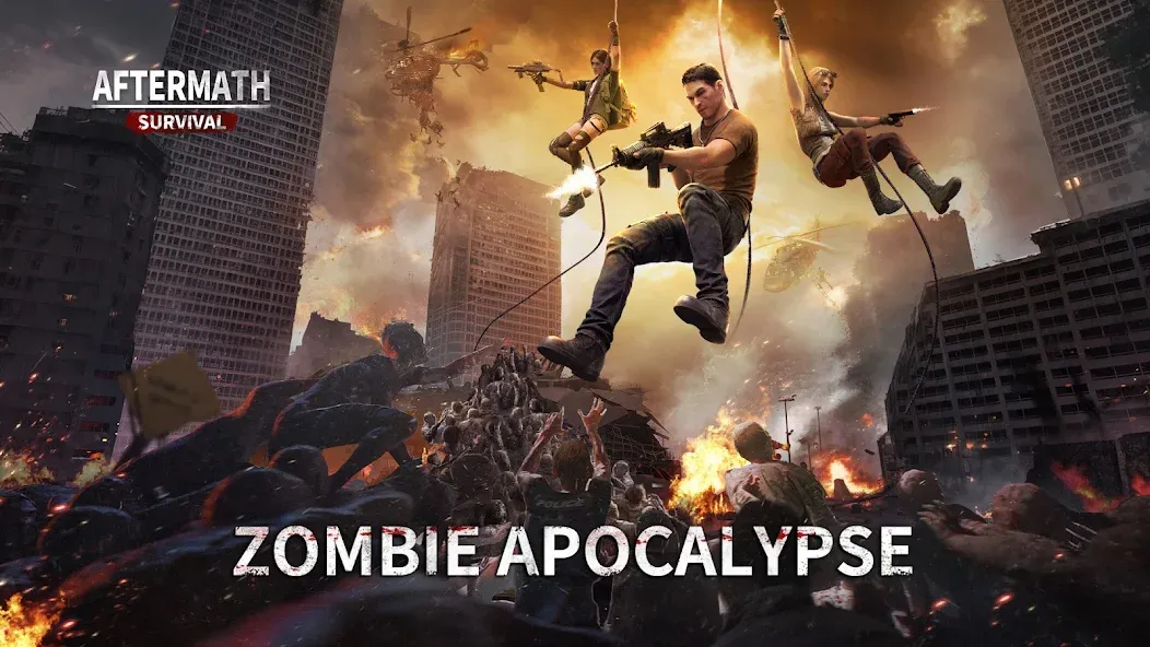 Aftermath Survival: Zombie War взлом на Андроид — Безлимитные ресурсы и оружие — скриншот 1