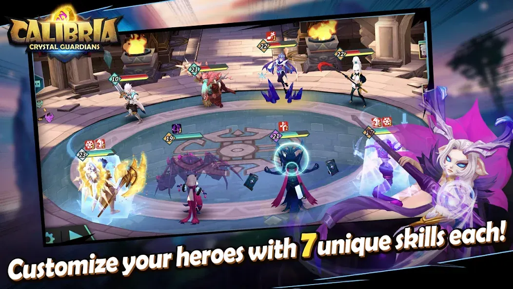 Calibria: Crystal Guardians MOD APK: Безлимитные кристаллы и усиленные герои — скриншот 3 Calibria: Crystal Guardians MOD APK: Безлимитные кристаллы и усиленные герои — скриншот 3