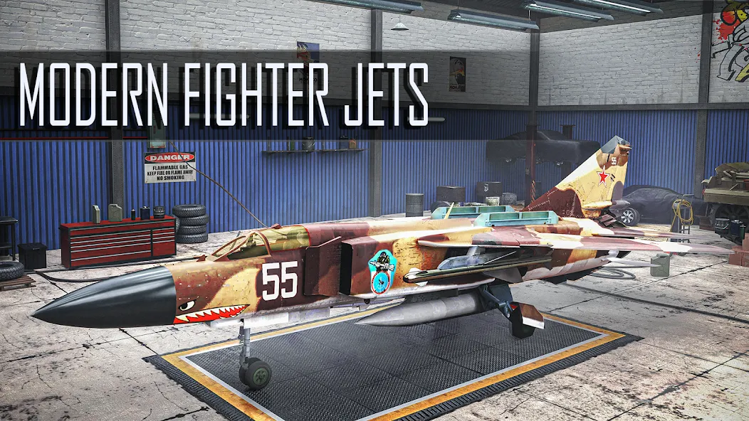 Скачать мод Jet Fighter: Sky Combat 3D — Безлимитные деньги и патроны — скриншот 3