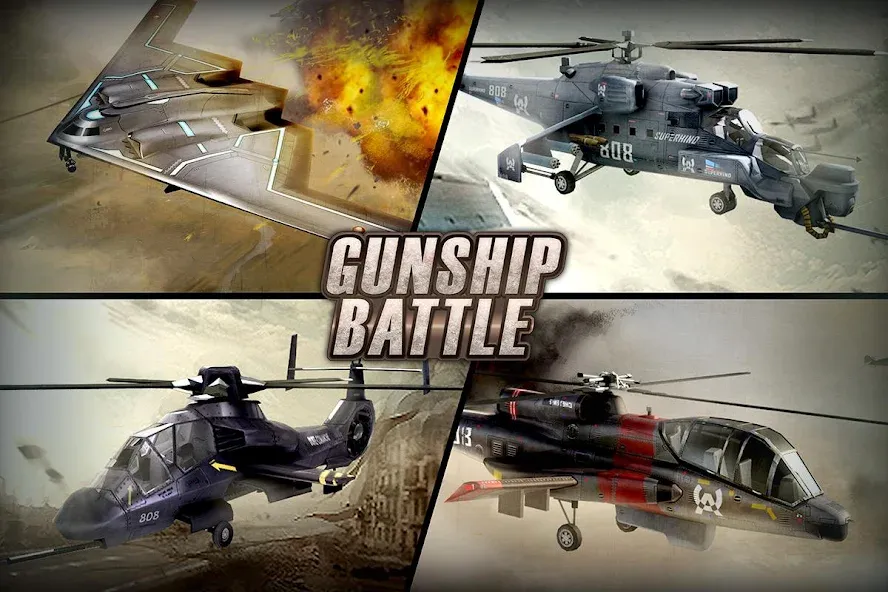 GUNSHIP BATTLE: Helicopter 3D бесплатно на Андроид — мод: Безлимитные деньги и топливо — скриншот 1