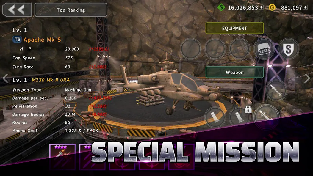GUNSHIP BATTLE: Helicopter 3D бесплатно на Андроид — мод: Безлимитные деньги и топливо — скриншот 3