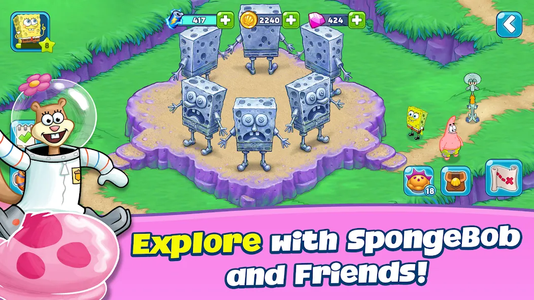 SpongeBob Adventures: In A Jam на телефон — скачать мод: Безлимитные деньги и ресурсы — скриншот 3 SpongeBob Adventures: In A Jam на телефон — скачать мод: Безлимитные деньги и ресурсы — скриншот 3