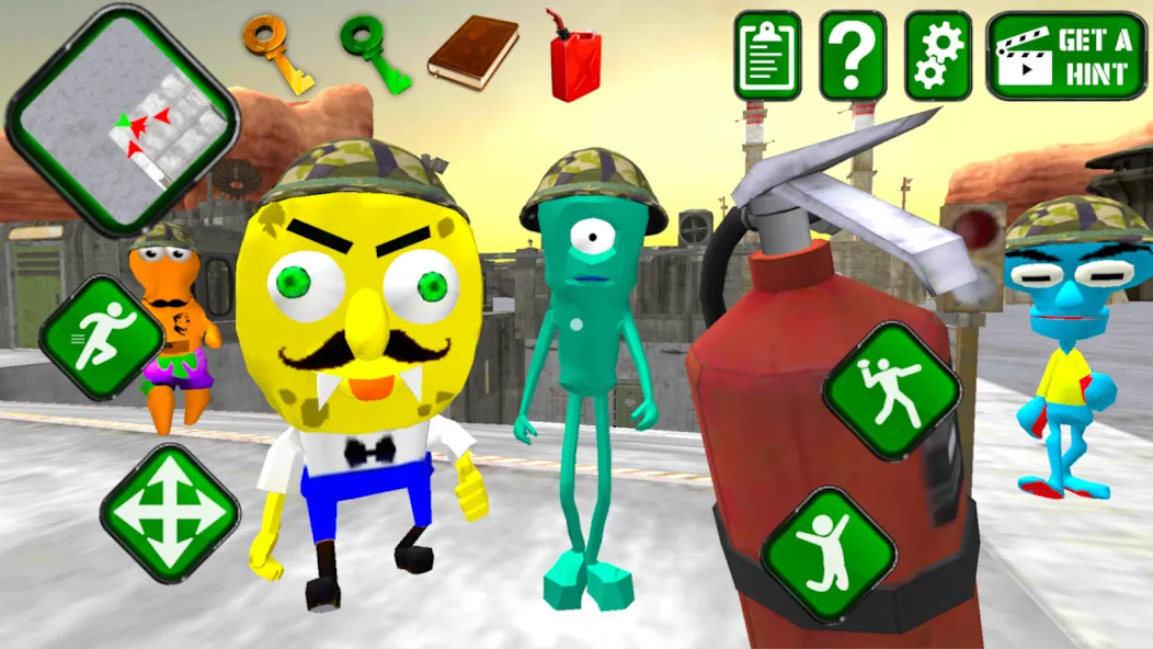 Sponge Area 51. Neighbor Alien мод на Андроид: Безлимитные патроны и ускоренный бег — скриншот 2
