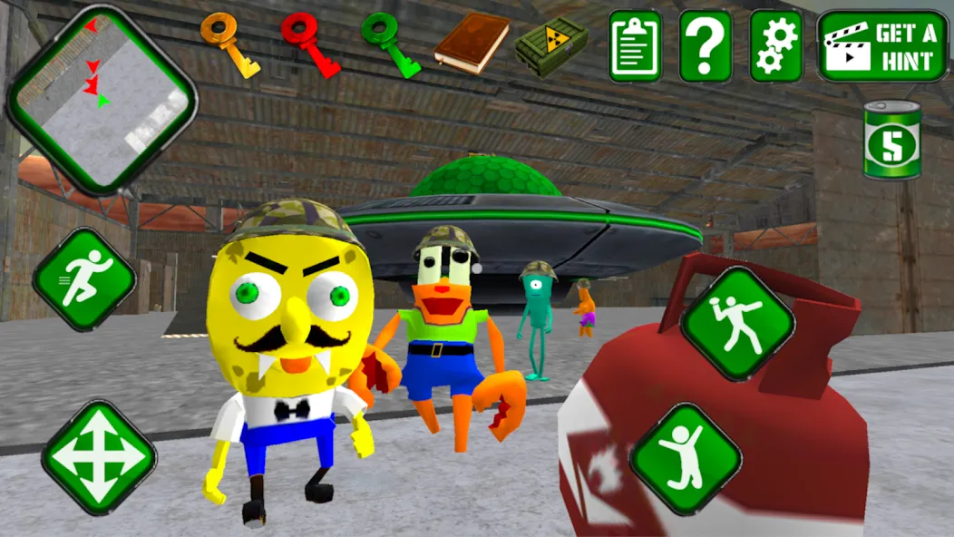 Sponge Area 51. Neighbor Alien мод на Андроид: Безлимитные патроны и ускоренный бег — скриншот 3