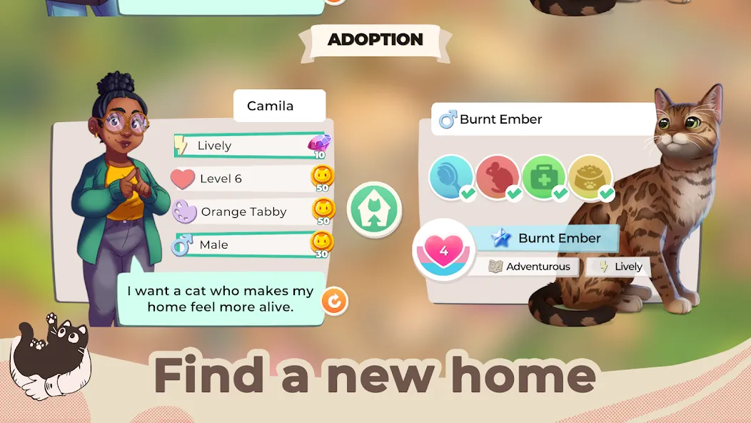 Cat Rescue Story: Pet Shelter на телефон — скачать мод: Безлимитные монеты и все питомцы — скриншот 5